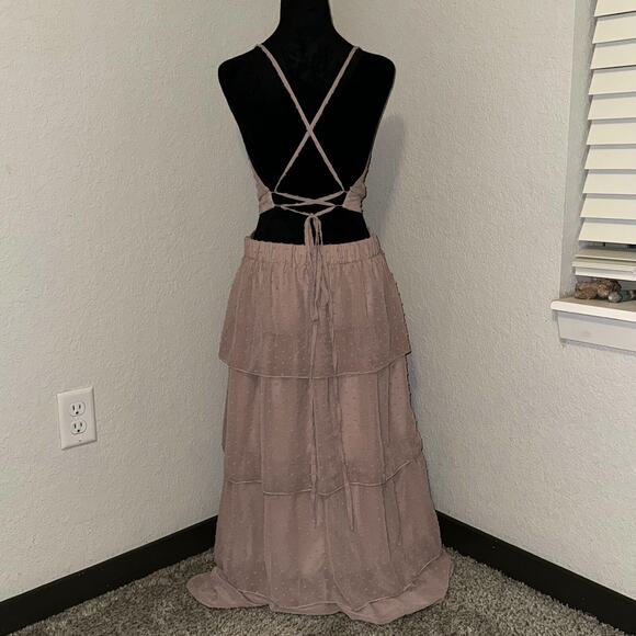 Simplee Maxi Dress Women's Large Pink Backless Sleeveless Adjustable Strap - Picture 4 of 8